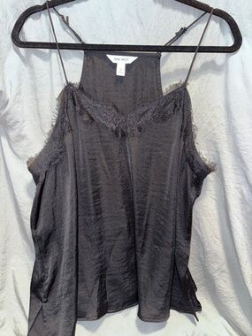 Nine West Black Satin Lace-Edge Camisole